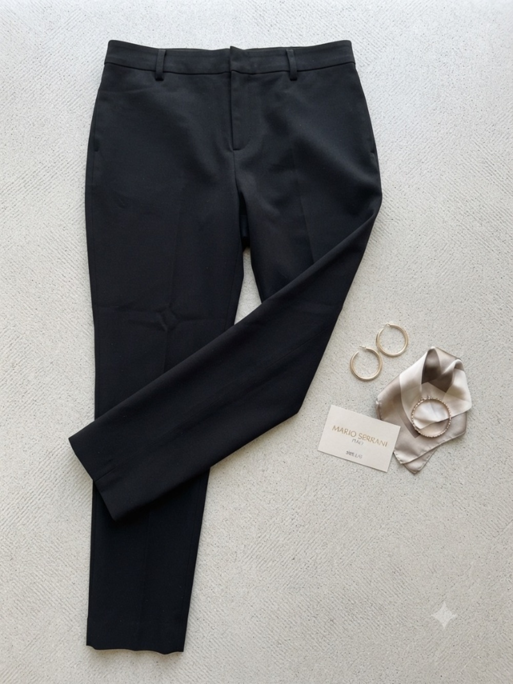 Black Tailored Pants slacks Mario Serrani Italian Size Large (L/G)